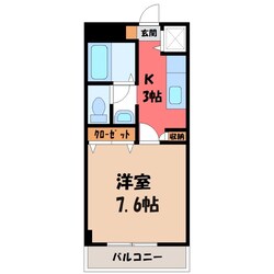 栃木駅 徒歩8分 1階の物件間取画像